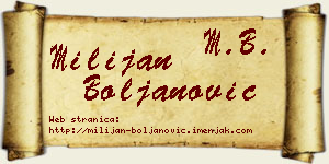 Milijan Boljanović vizit kartica